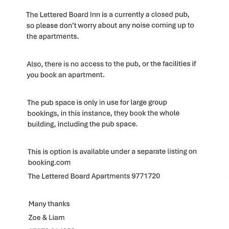 Lettered Board 1, 2 & 3 Appartamento Pickering